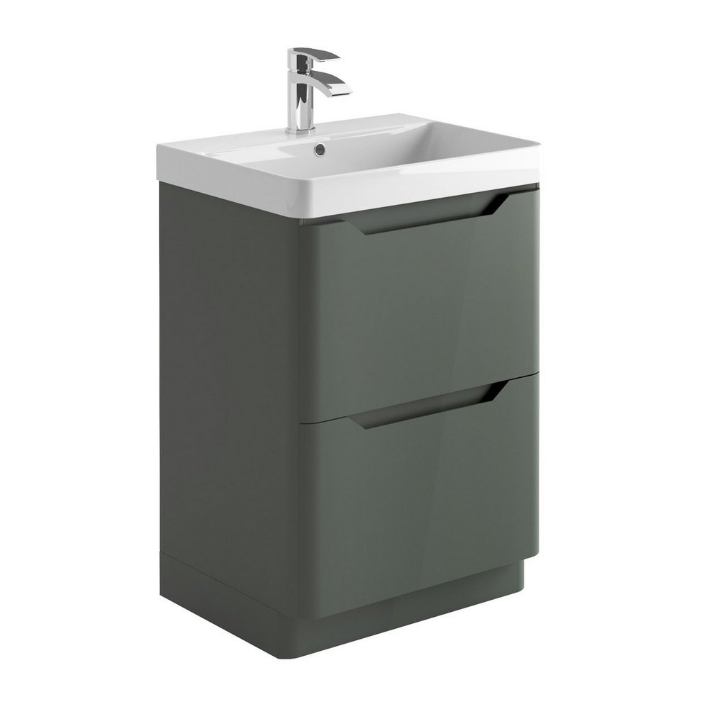 Ajax Curve 600mm Vanity Unit in Anthracite with Basin