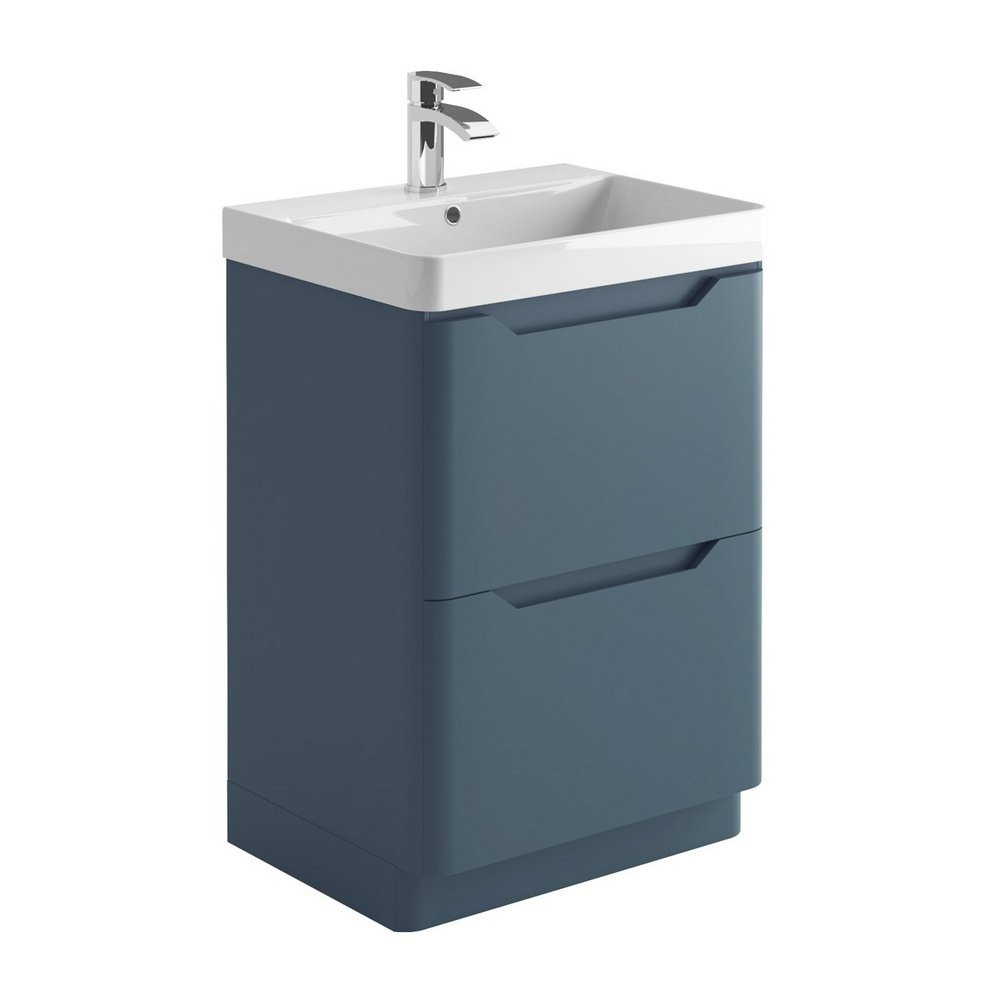 Ajax Curve 600mm Vanity Unit in Blue with Basin