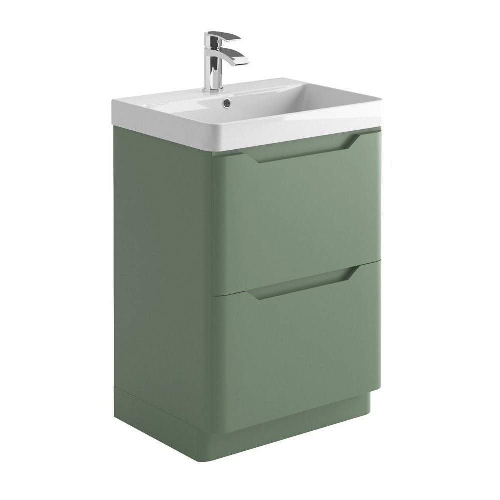 Ajax Curve 600mm Vanity Unit in Green with Basin