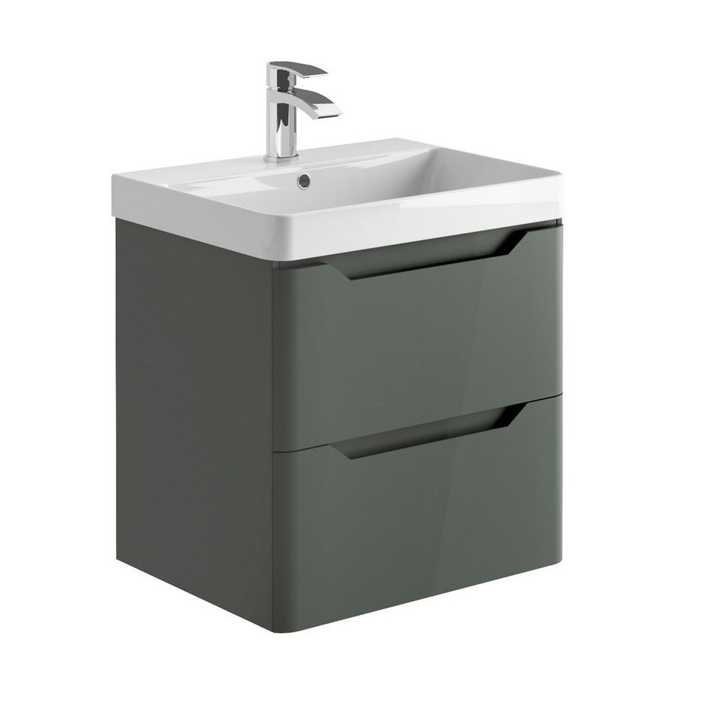 Ajax Curve 600mm Wall Vanity Unit in Anthracite with Basin