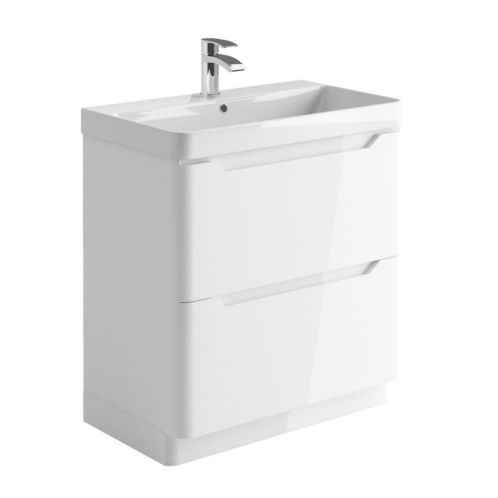 Ajax Curve 800mm Vanity Unit in Gloss White with Basin