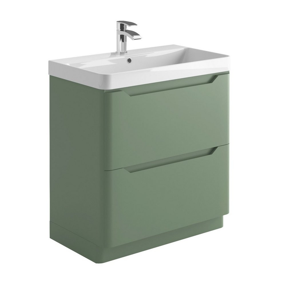 Ajax Curve 800mm Vanity Unit in Green with Basin