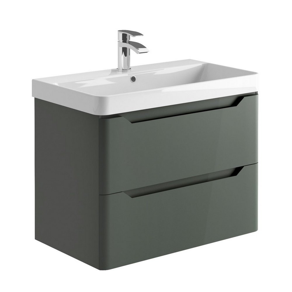 Ajax Curve 800mm Wall Vanity Unit in Anthracite with Basin