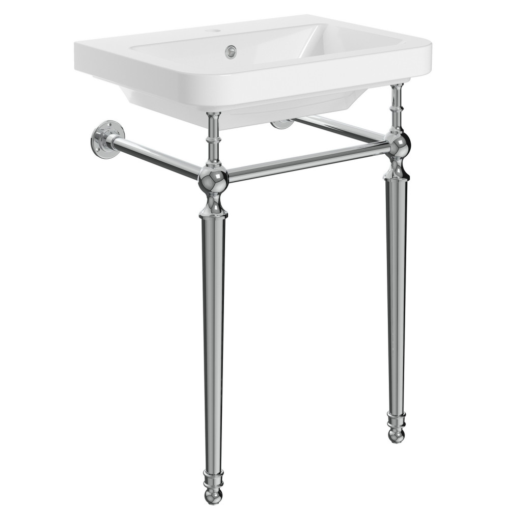 Ajax Edlington 610mm 1TH Basin with Chrome Washstand