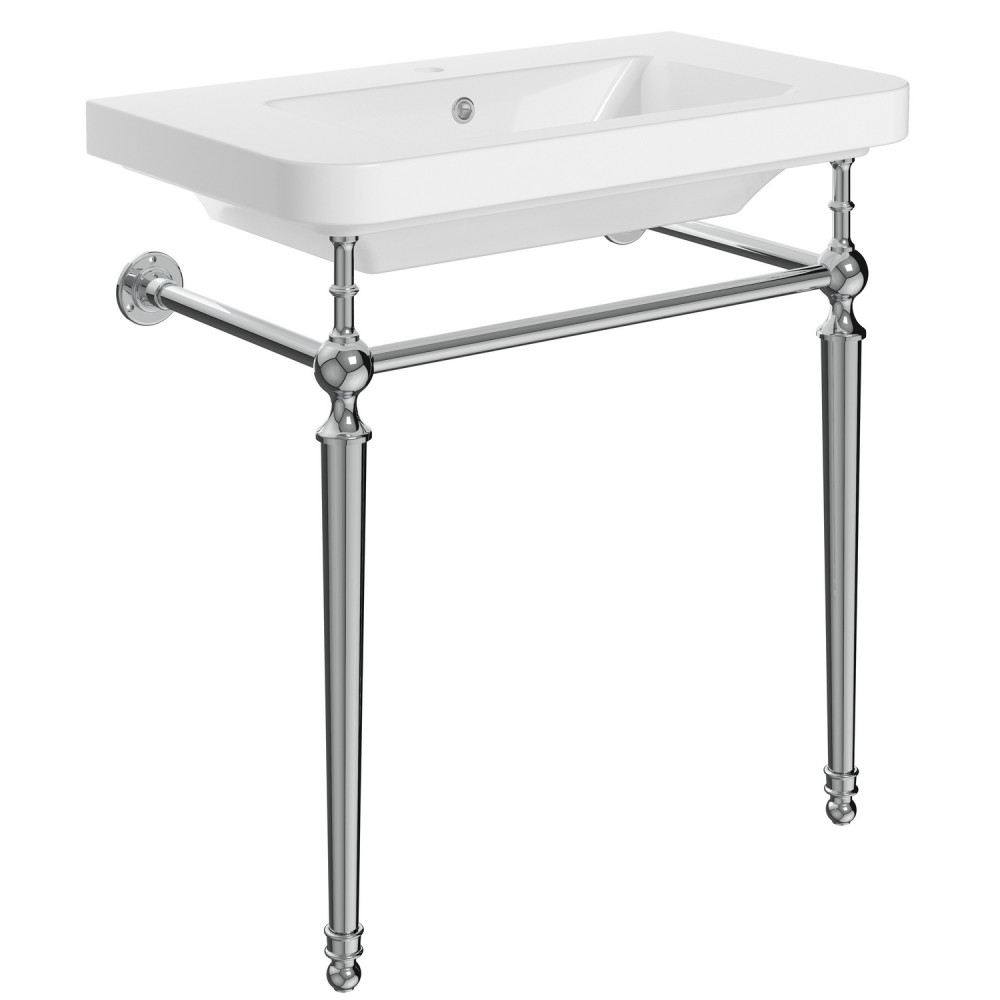 Ajax Edlington 810mm 1TH Basin with Chrome Washstand