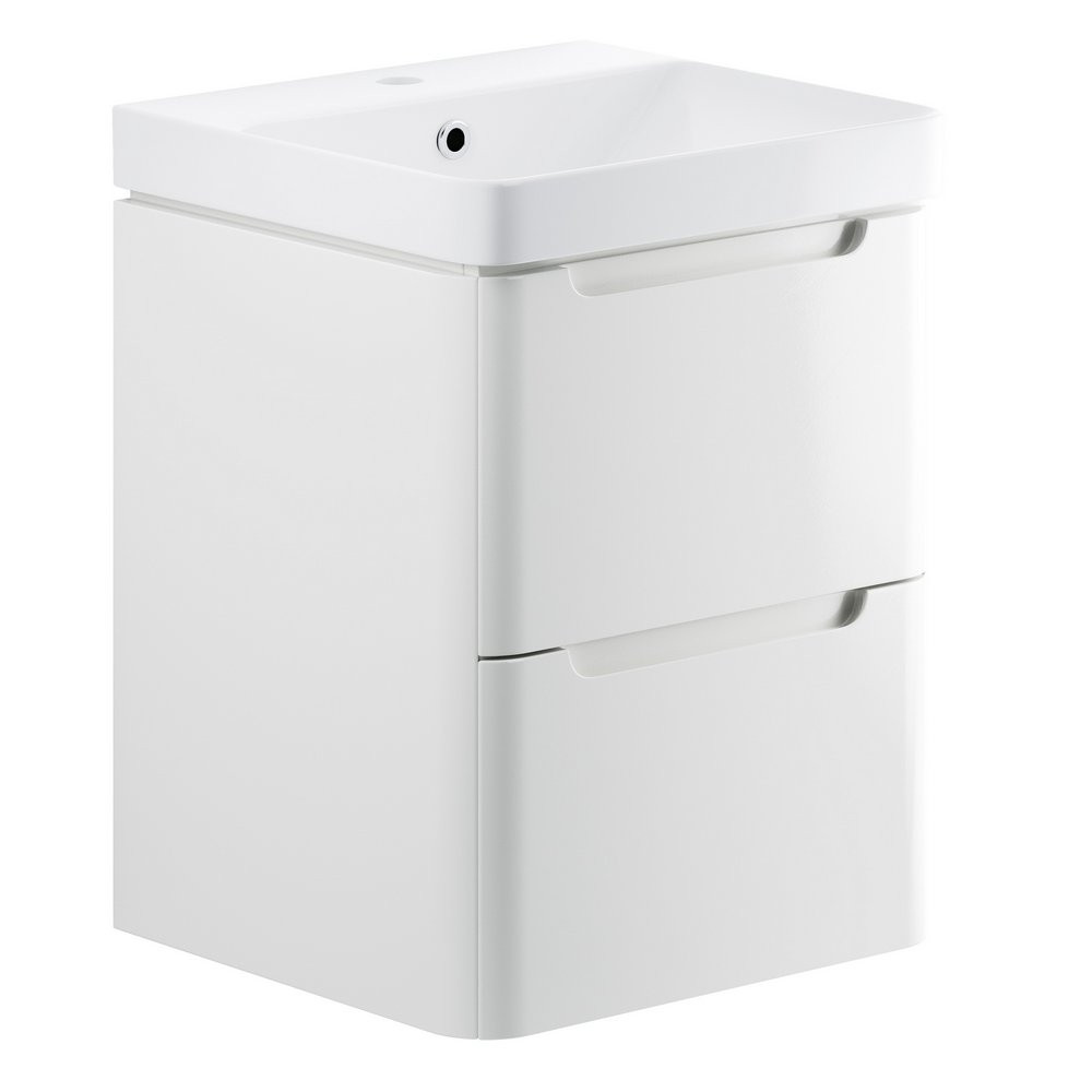 Ajax Ferriby 500mm Wall Hung Gloss White Vanity Unit with Basin