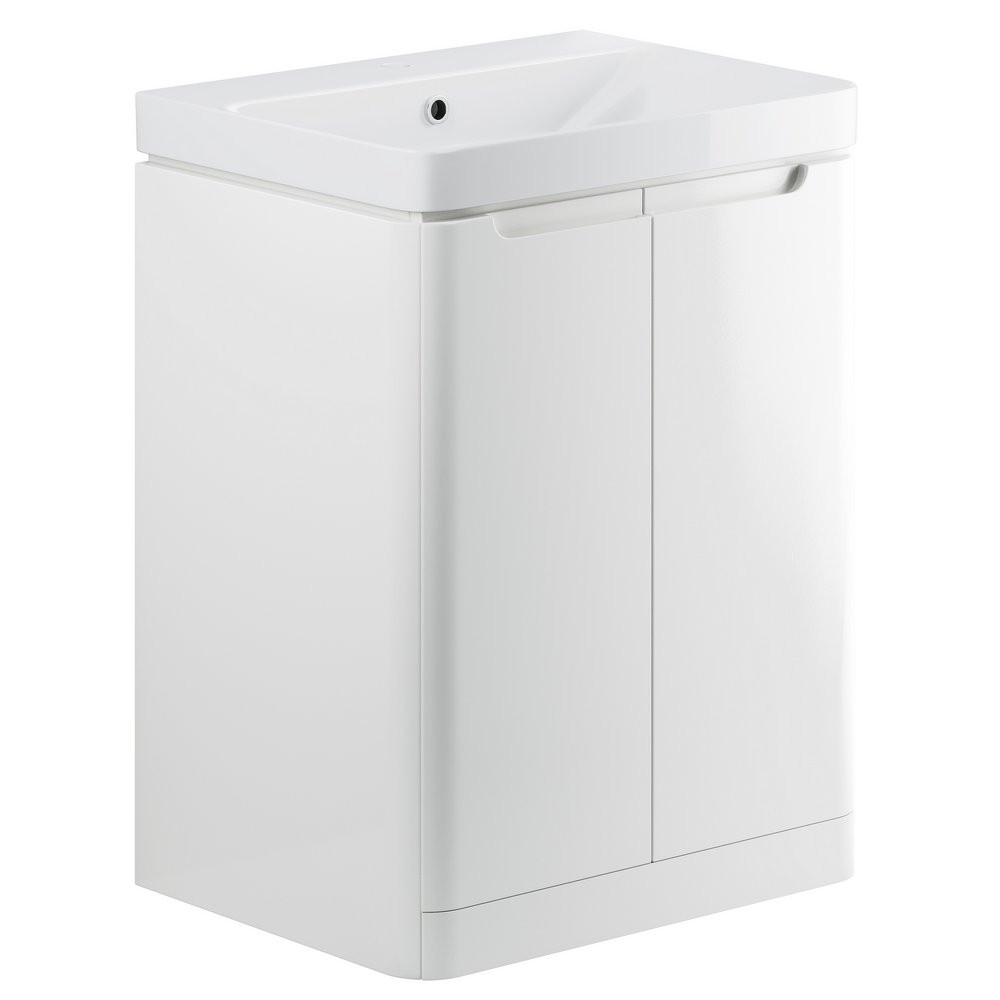 Ajax Ferriby 600mm Floor Standing Gloss White Vanity Unit with Basin