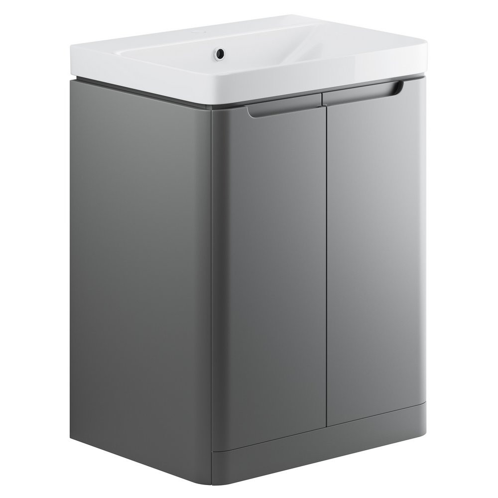 Ajax Ferriby 600mm Floor Standing Matt Grey Vanity Unit with Basin