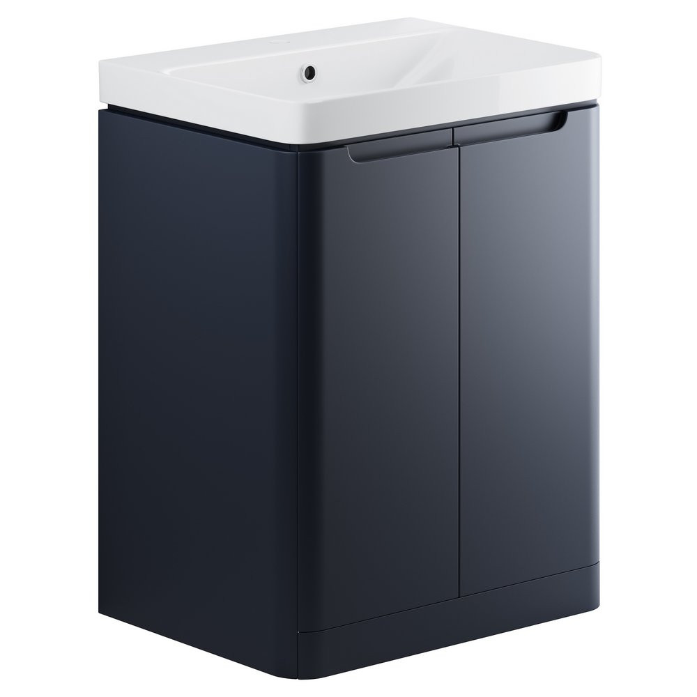 Ajax Ferriby 600mm Floor Standing Matt Indigo Vanity Unit with Basin