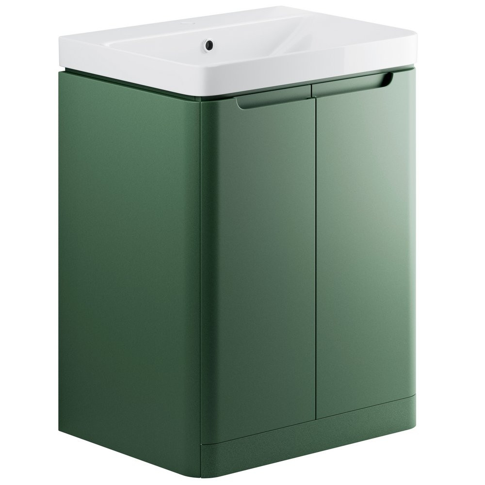 Ajax Ferriby 600mm Floor Standing Matt Sage Green Vanity Unit with Basin