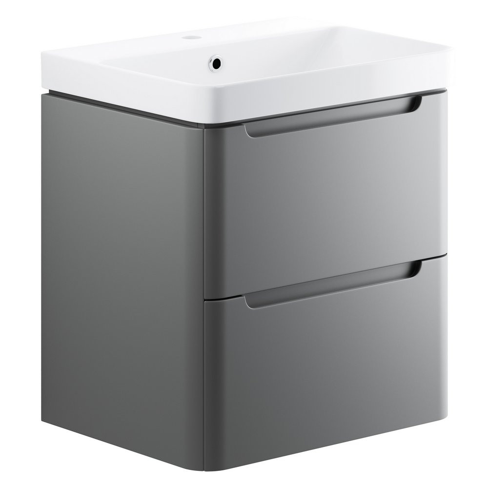 Ajax Ferriby 600mm Wall Hung Matt Grey Vanity Unit with Basin