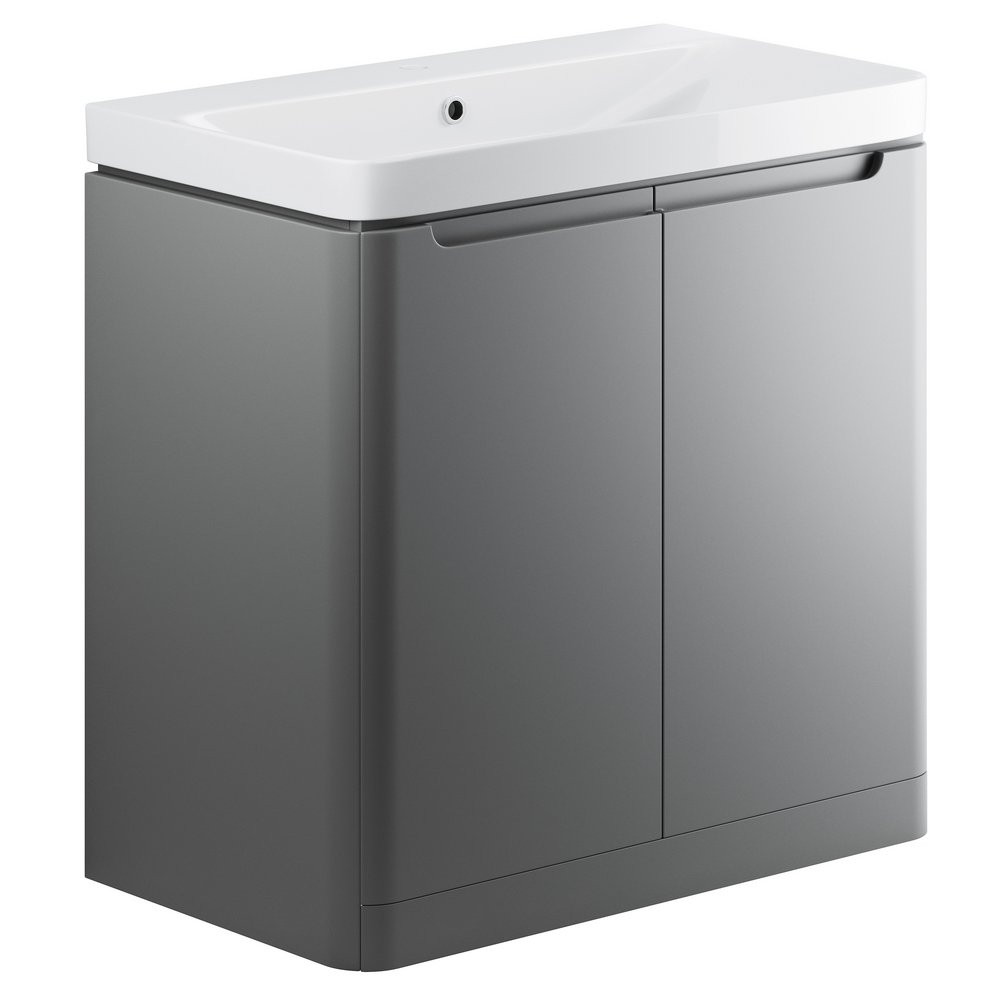 Ajax Ferriby 800mm Floor Standing Matt Grey Vanity Unit with Basin