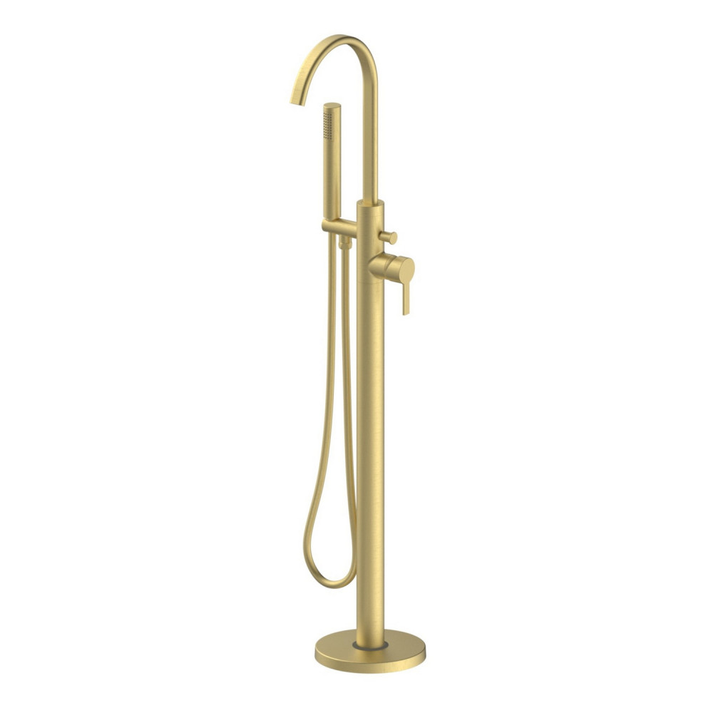 Ajax Freshney Floor Standing Bath Shower Mixer in Brushed Brass