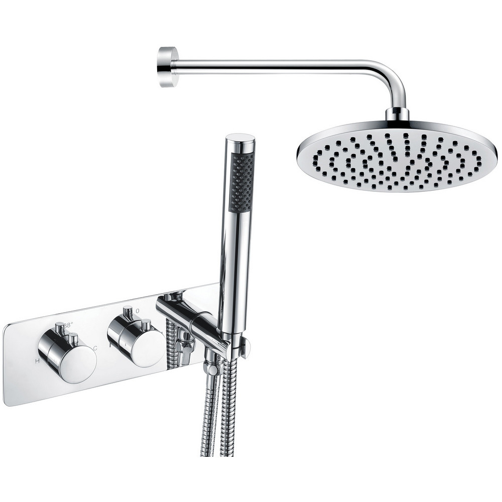 Ajax Halton Chrome Two Outlet Twin Valve with Handset and ABS Overhead (1)