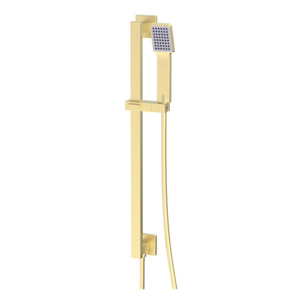 Ajax Hedon Brushed Brass Square Slider Rail Kit with Handset and Elbow