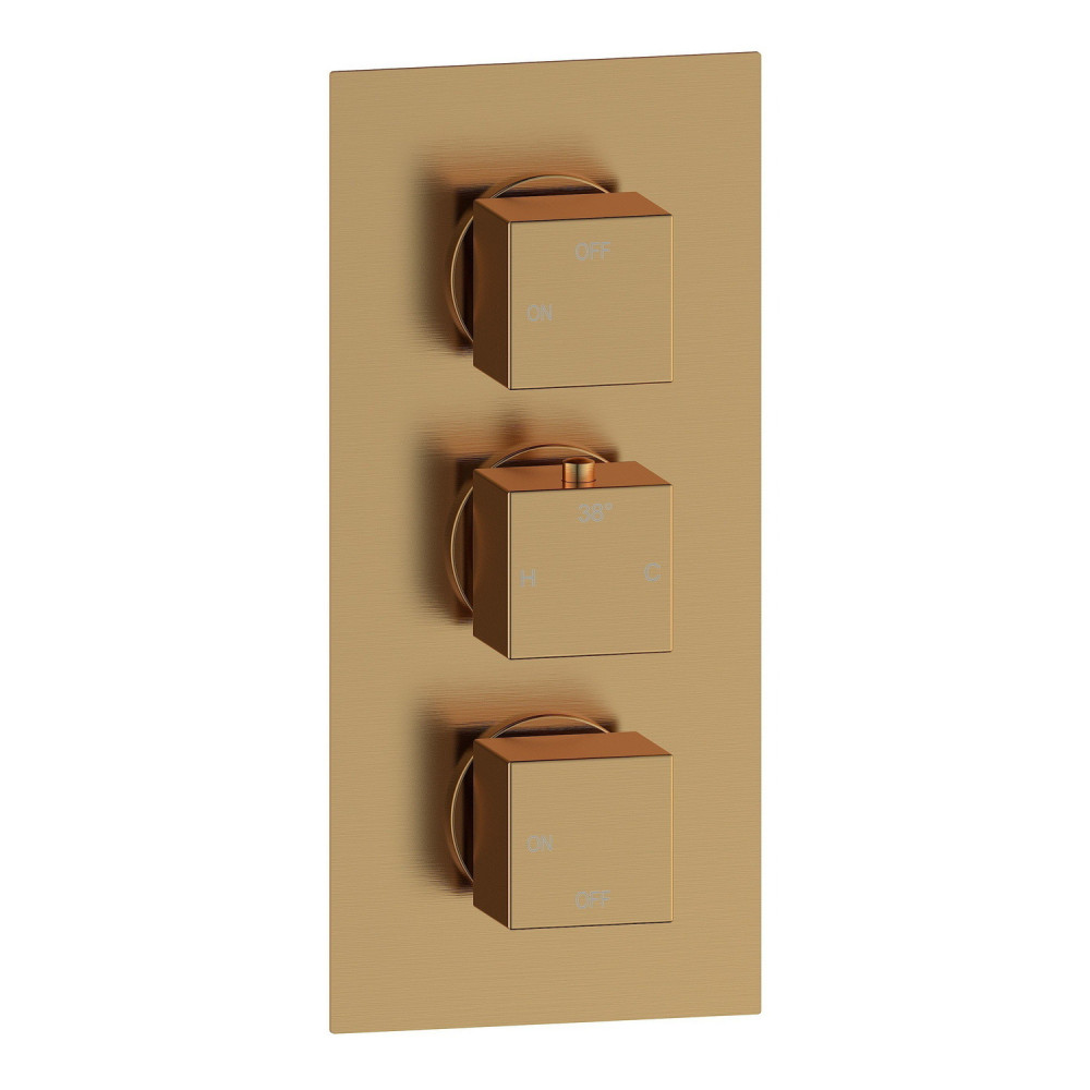 Ajax Hedon Brushed Bronze Thermostatic Two Outlet Triple Concealed Shower Valve