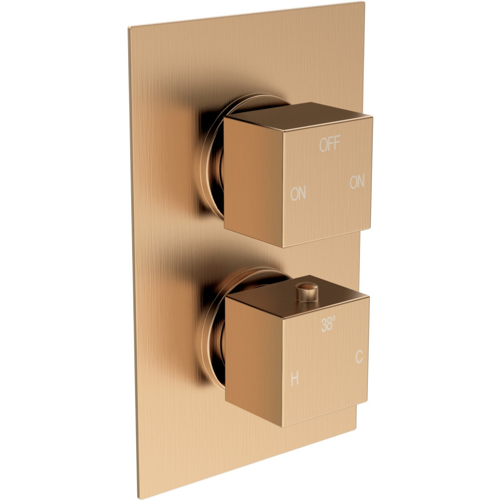 Ajax Hedon Brushed Bronze Thermostatic Two Outlet Twin Concealed Shower Valve