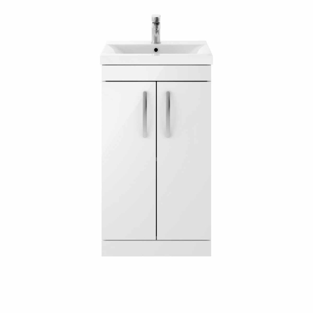 Ajax Idon 500mm Two Door Vanity Unit in White Gloss with Basin