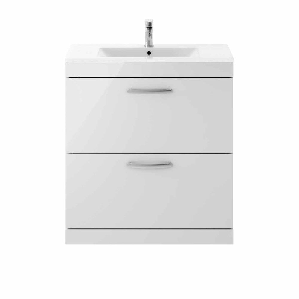 Ajax Idon 800mm Two Drawer Vanity Unit in Gloss Grey Mist with Basin