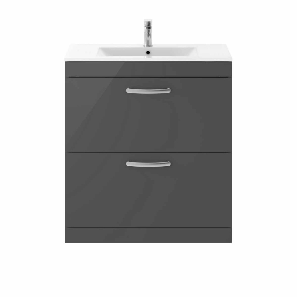 Ajax Idon 800mm Two Drawer Vanity Unit in Gloss Grey with Basin