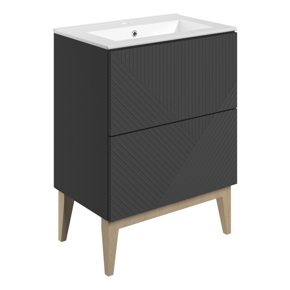 Ajax Irby Matt Graphite Grey 615mm Floor Standing Vanity Unit with Basin