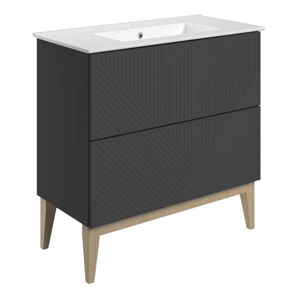 Ajax Irby Matt Graphite Grey 815mm Floor Standing Vanity Unit with Basin