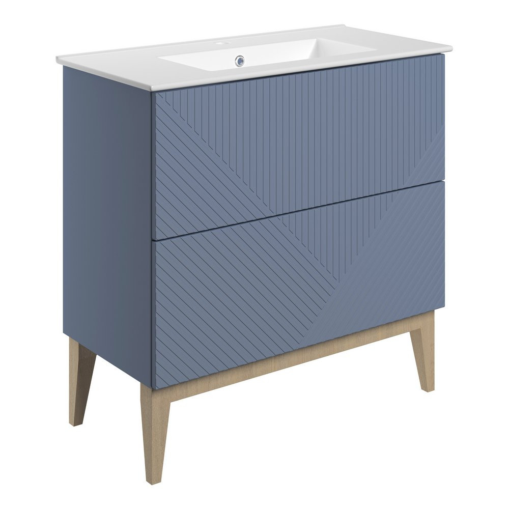 Ajax Irby Matt Smoke Blue 815mm Floor Standing Vanity Unit with Basin