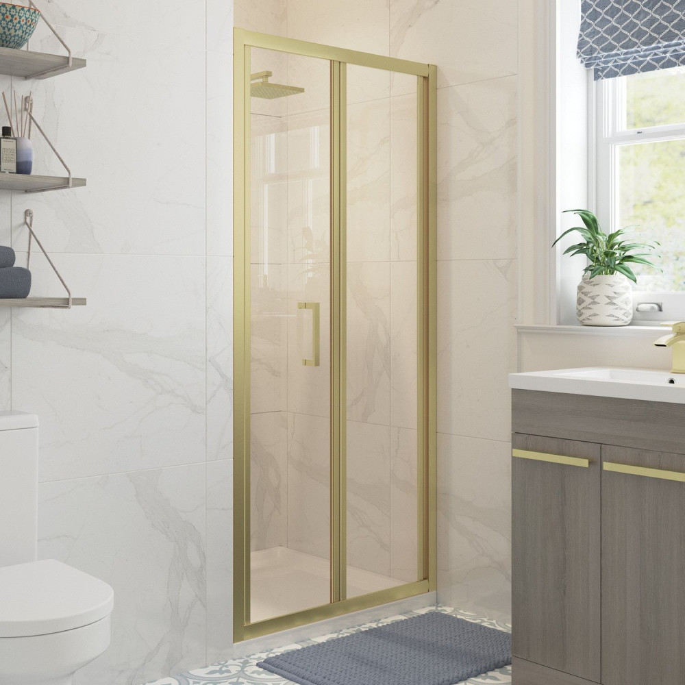 Ajax Keah 5mm Brushed Brass 760mm Bifold Shower Door