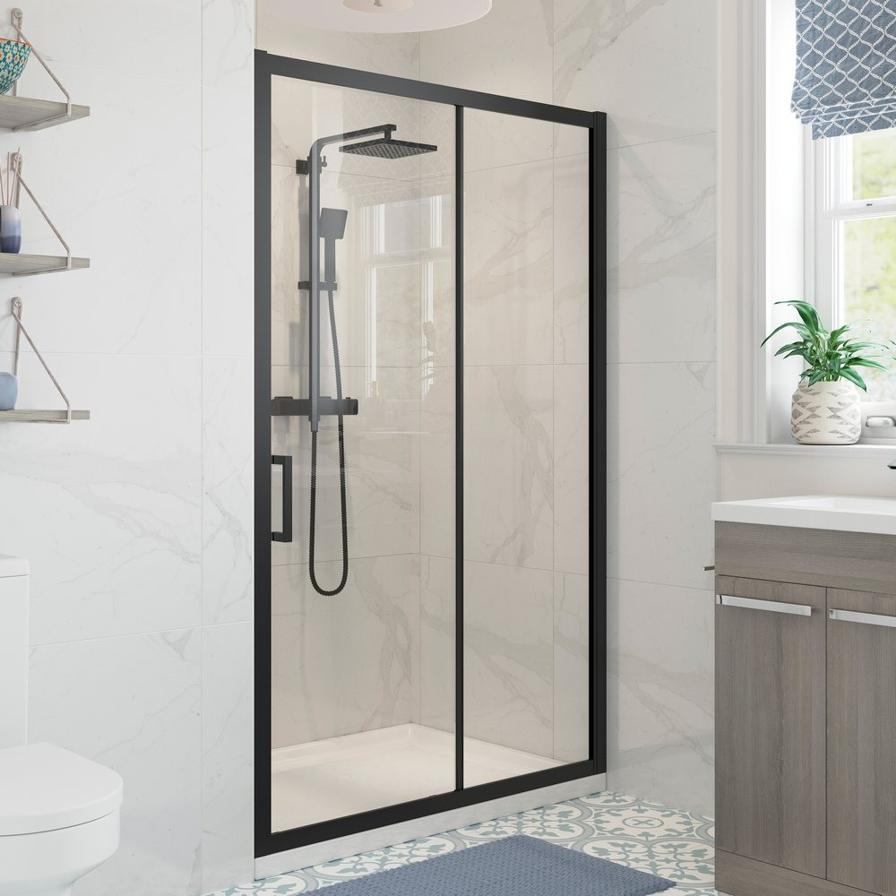 Ajax Keah 6mm Black Sliding Shower Door Main