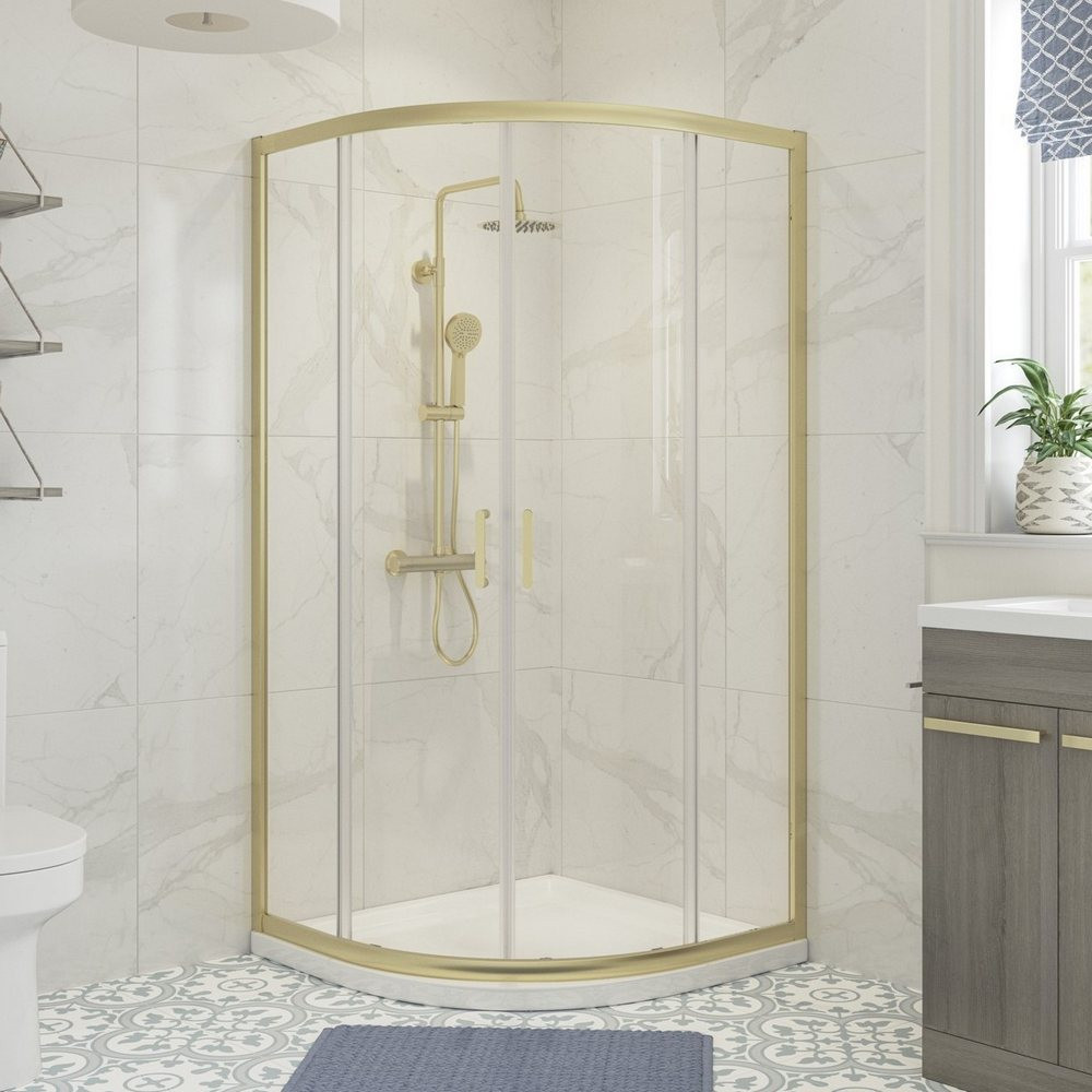 Ajax Keah 6mm Brushed Brass Two Door Quadrant Shower Enclosure