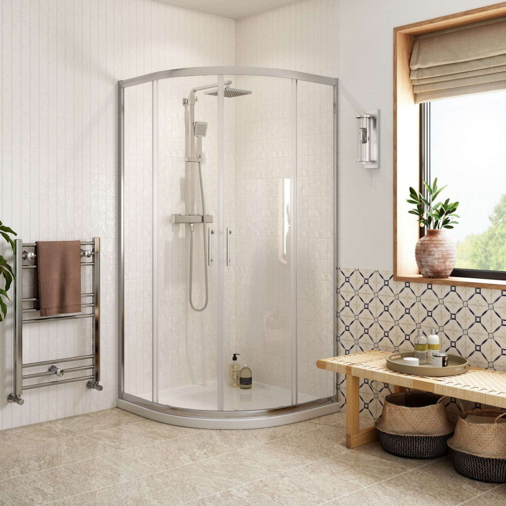 Ajax Keah 6mm Chrome 900mm Easy Fit Quadrant Shower Enclosure and Tray