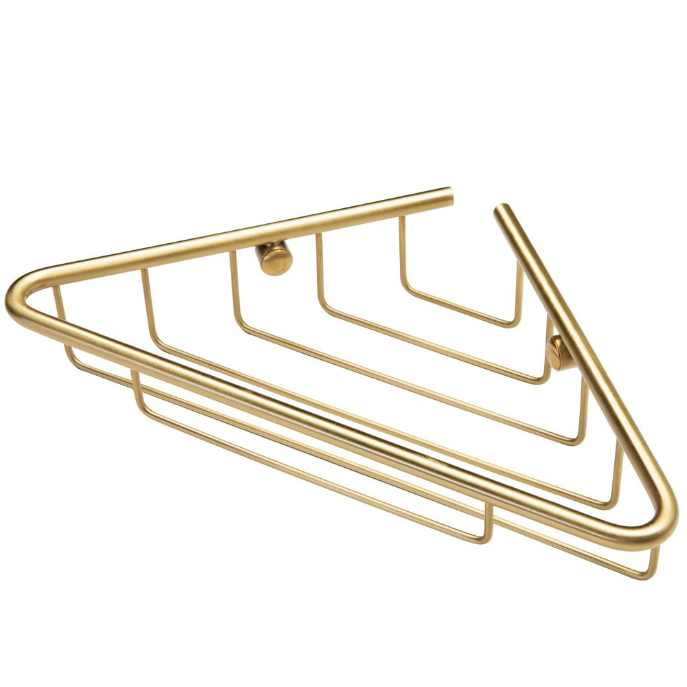Ajax Linwood Brushed Brass Single Tier Corner Shower Basket (1)
