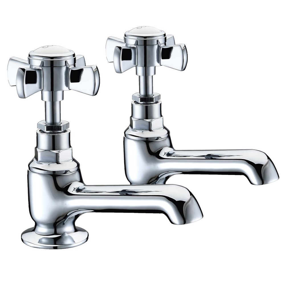 Ajax Lud Chrome Traditional Basin Pillar Taps (1)
