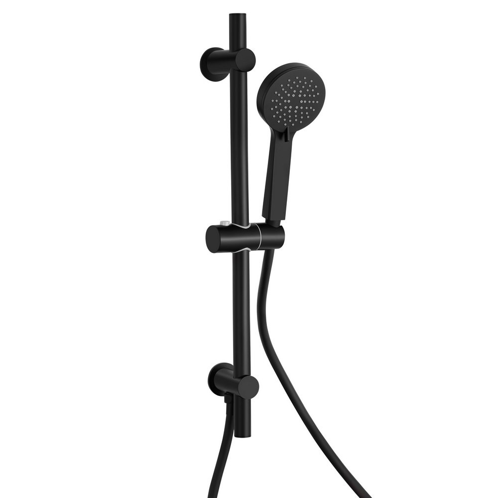 Ajax Matt Black Round Slider Rail Kit and Three Spray Handset (1)