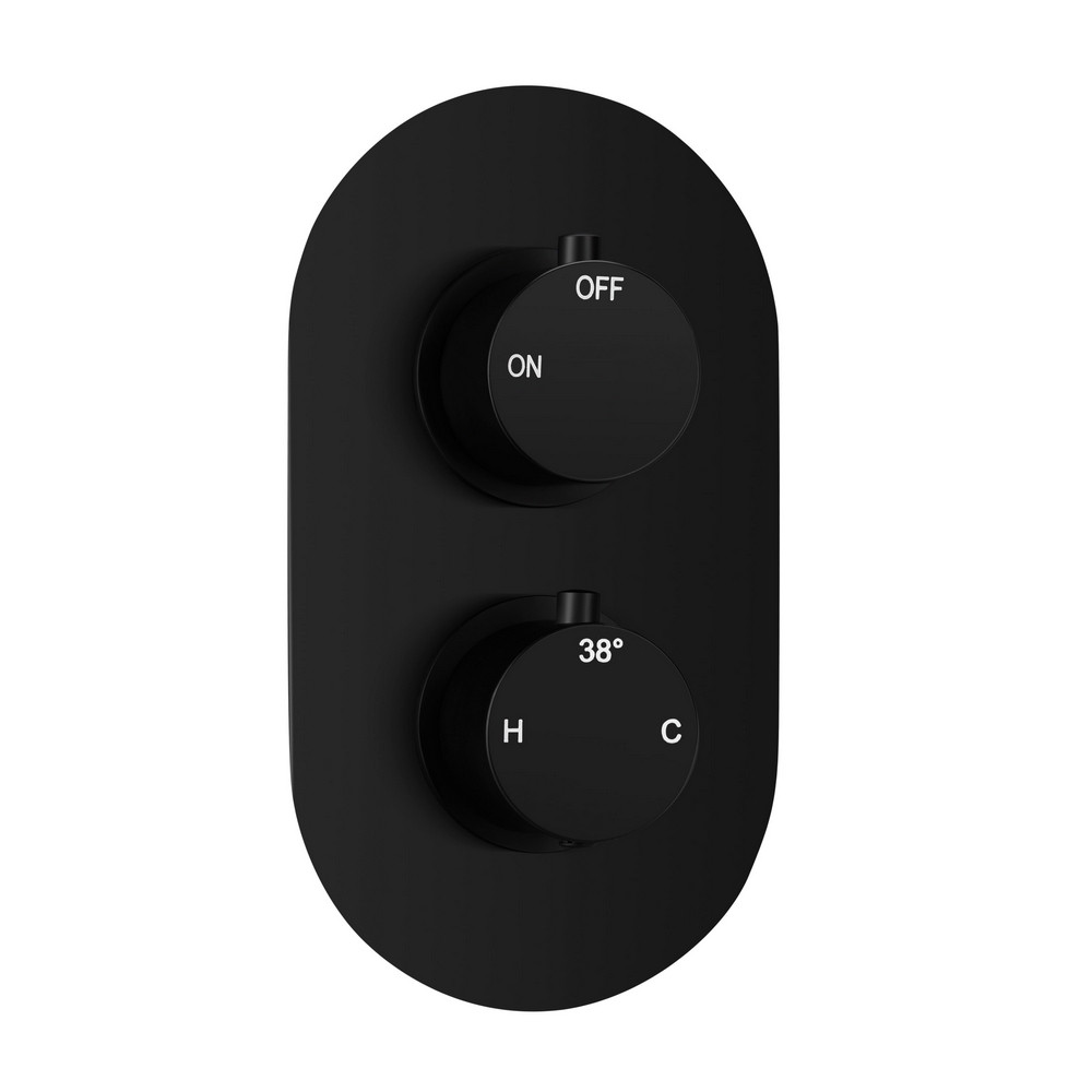 Ajax Matt Black Thermostatic Single Outlet Twin Concealed Shower Valve (1)