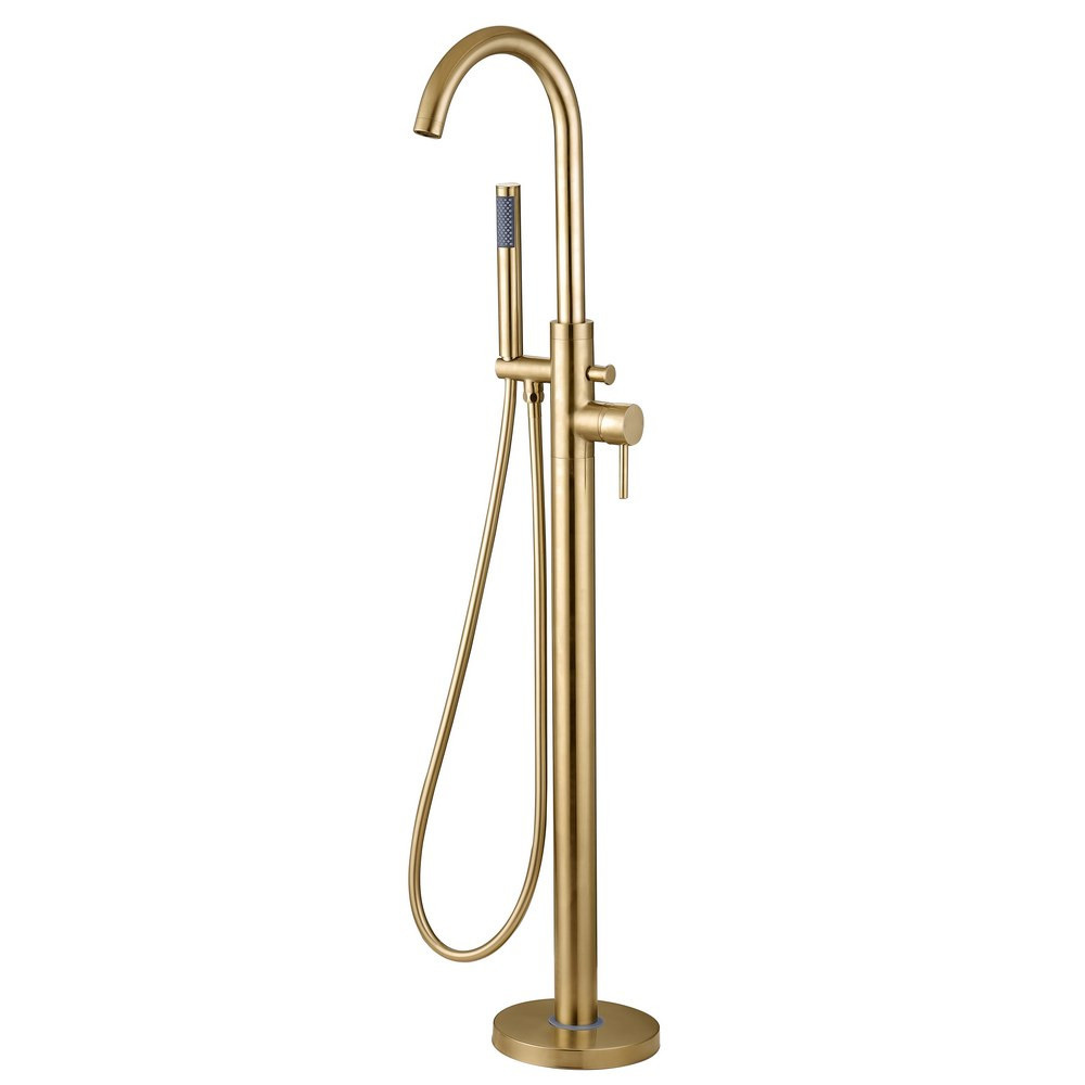 Ajax Ouse Brushed Brass Floor Standing Bath Shower Mixer (1)