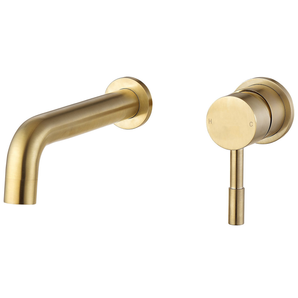 Ajax Ouse Brushed Brass Wall Mounted Basin Mixer
