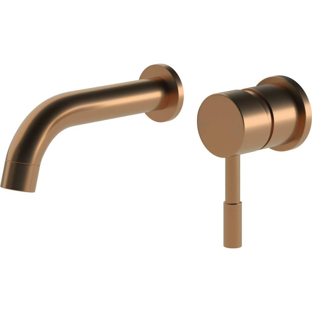 Ajax Ouse Brushed Bronze Wall Mounted Basin Mixer with 155mm Spout