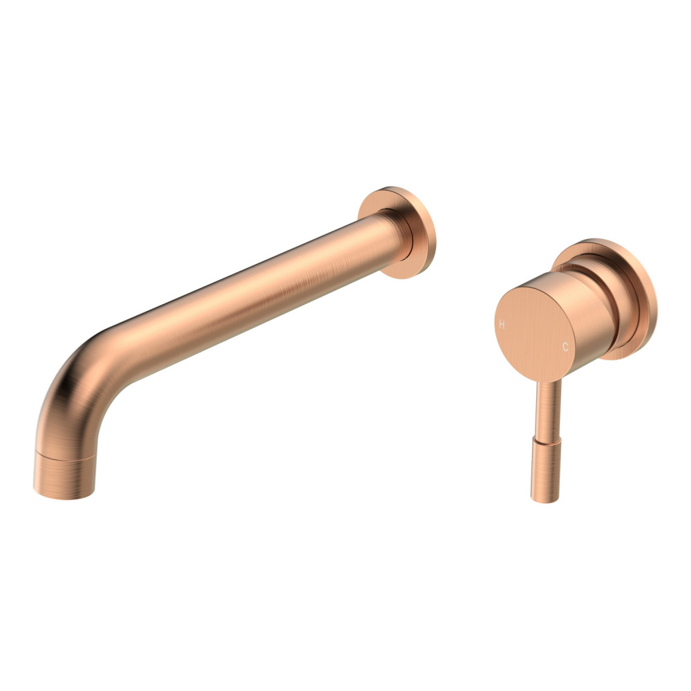 Ajax Ouse Brushed Bronze Wall Mounted Basin Mixer with 220mm Spout