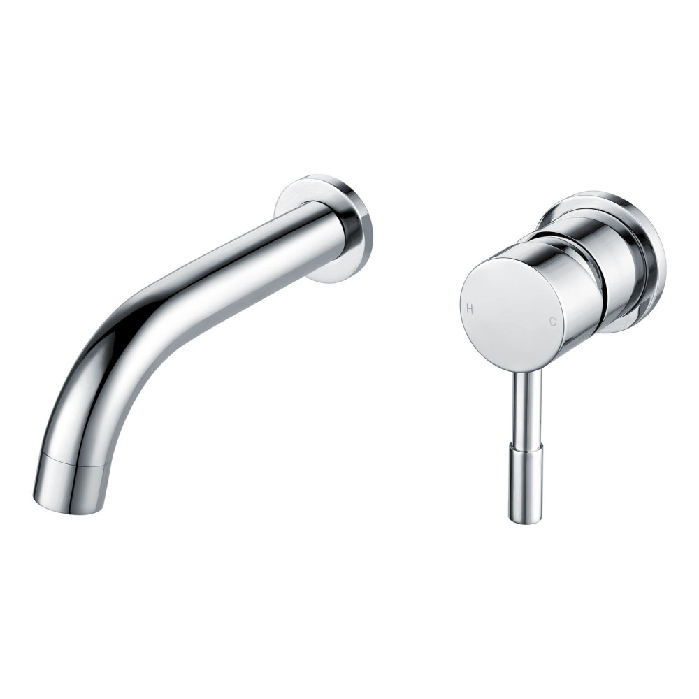 Ajax Ouse Chrome Wall Mounted Basin Mixer with 155mm Spout