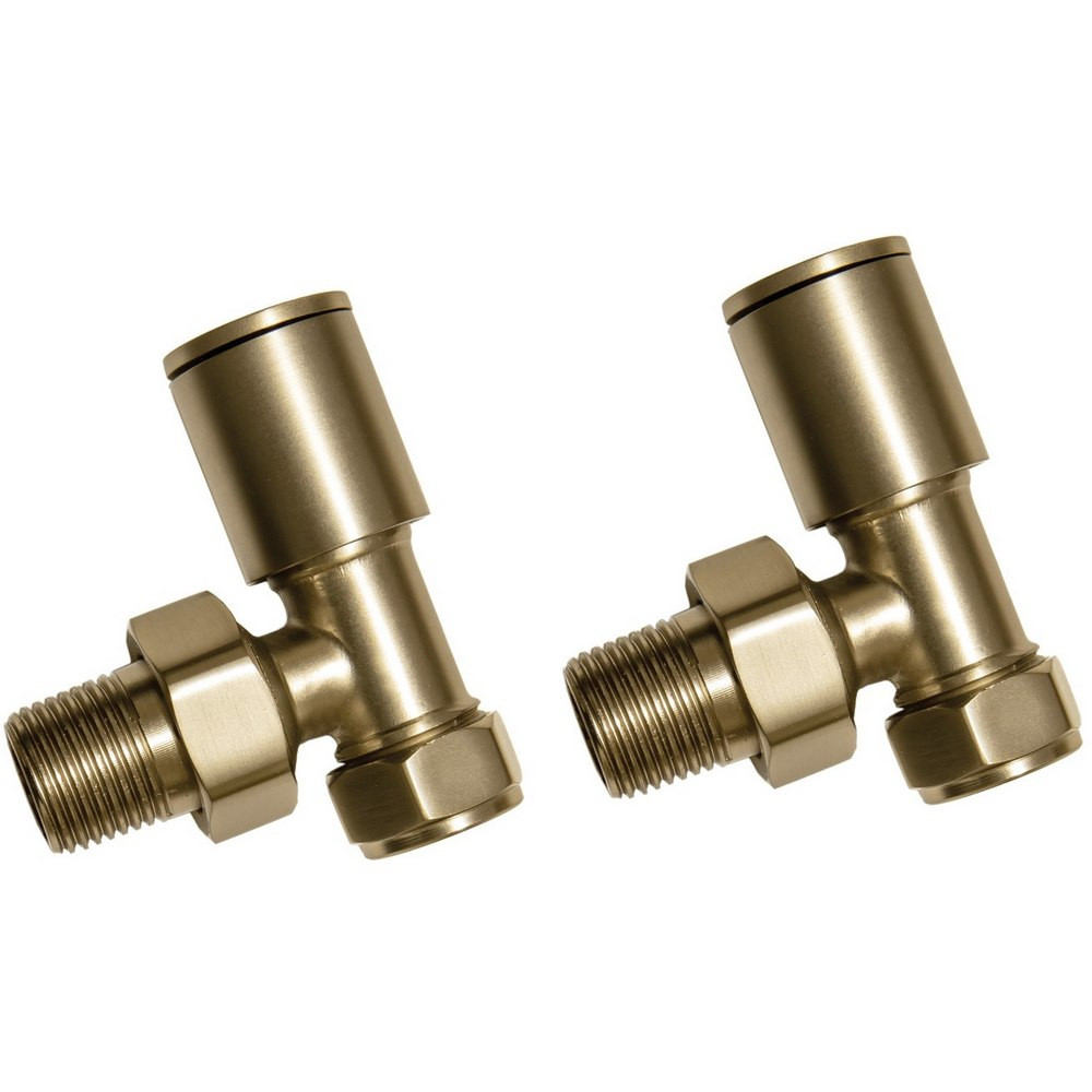 Ajax Patterned Brushed Brass Angled Radiator Valves (1)
