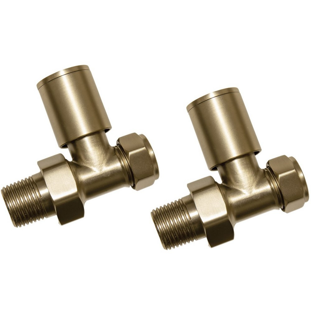 Ajax Patterned Brushed Brass Straight Radiator Valves (1)