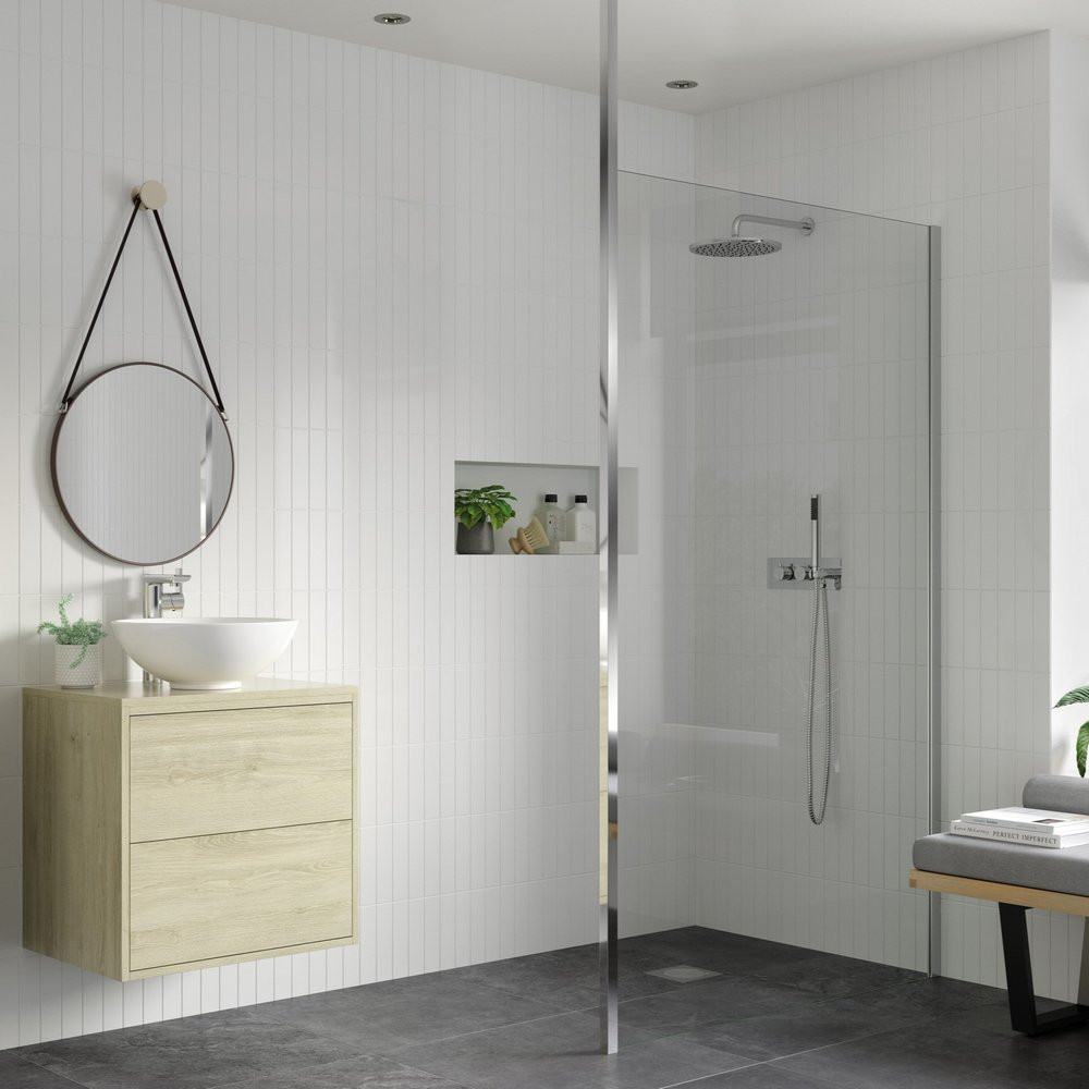 Ajax Reni 8mm Chrome 1200mm Wetroom Panel and Ceiling Post