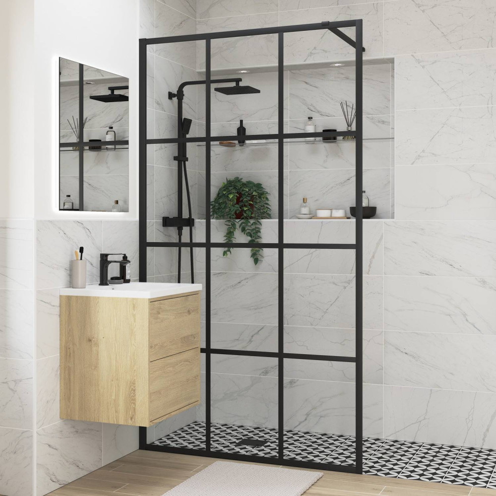 Ajax Reni Black 8mm Framed 1000mm Wetroom Panel