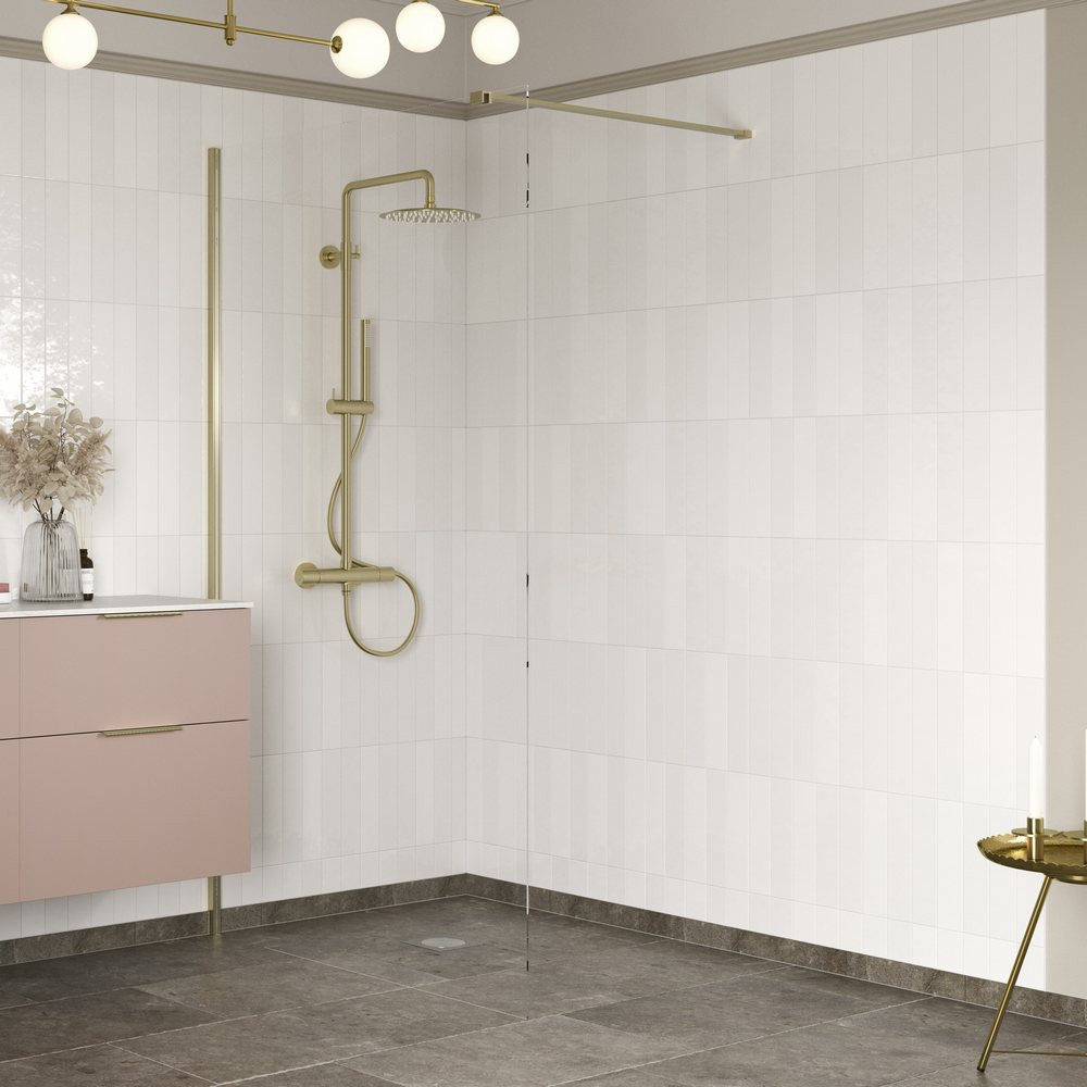 Ajax Reni Brushed Brass 8mm Clear Glass Wetroom Panel