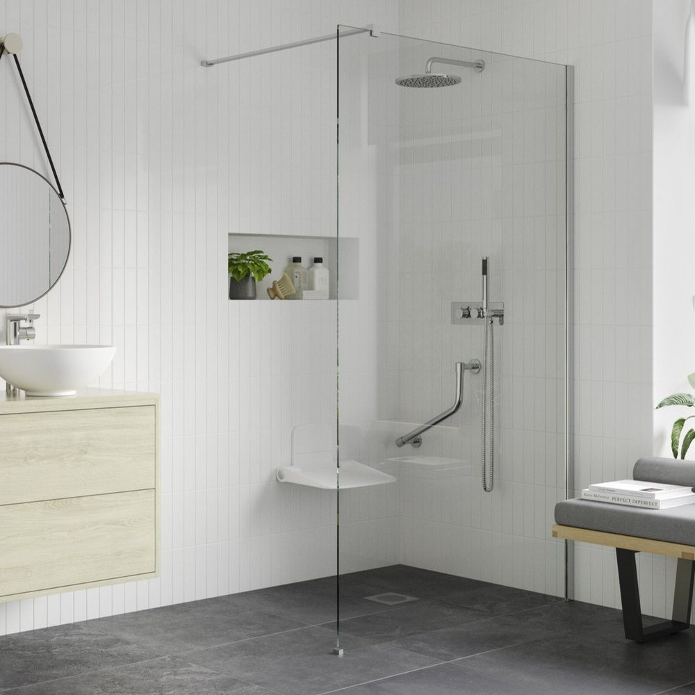Ajax Reni Chrome 8mm Clear Glass 1200mm Wetroom Panel