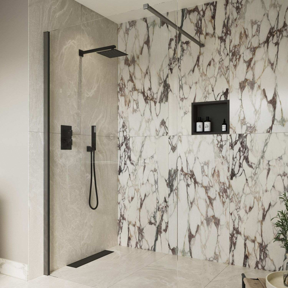 Ajax Reni Gunmetal 8mm Clear Glass 1200mm Wetroom Panel