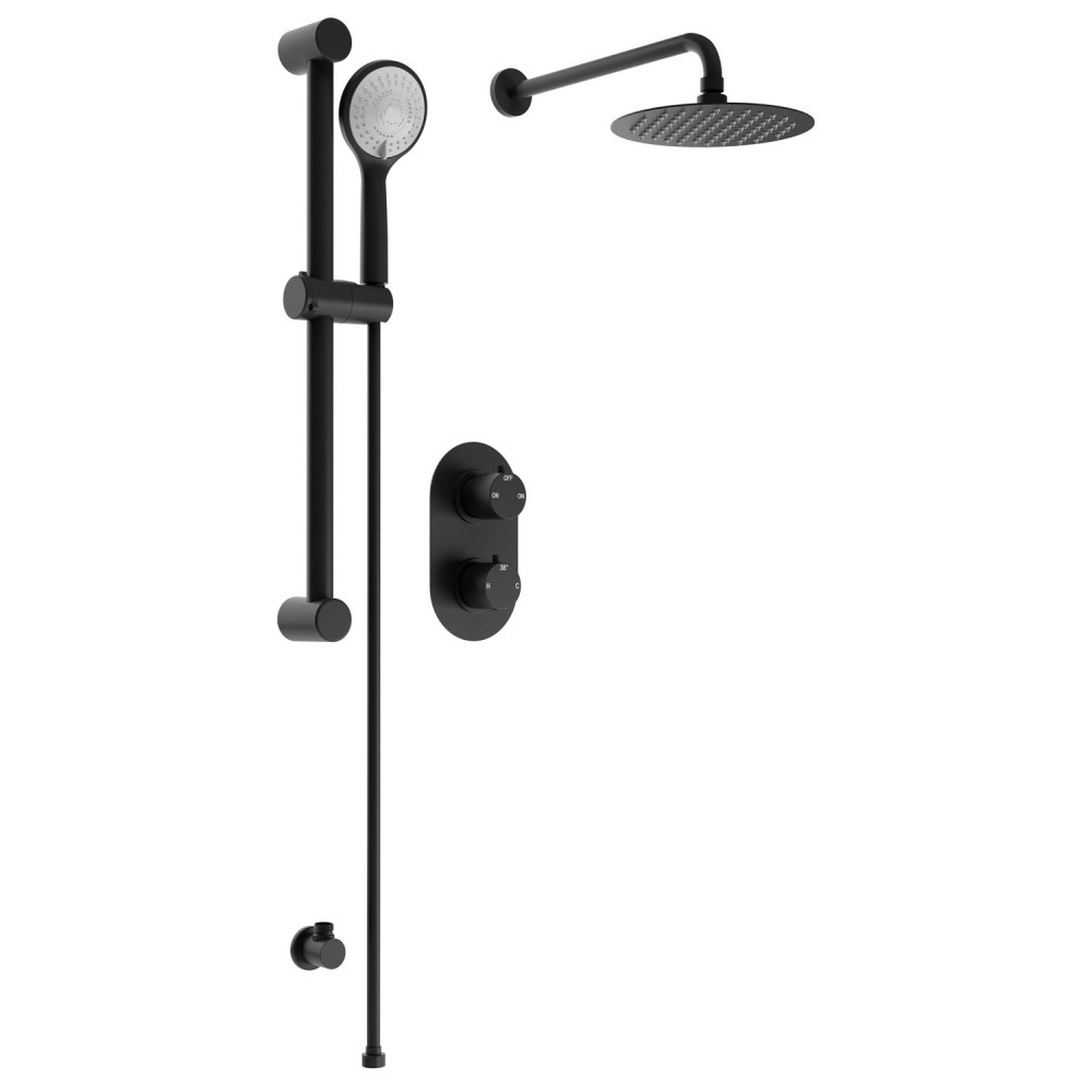 Ajax Round Black Two Outlet Concealed Shower Pack