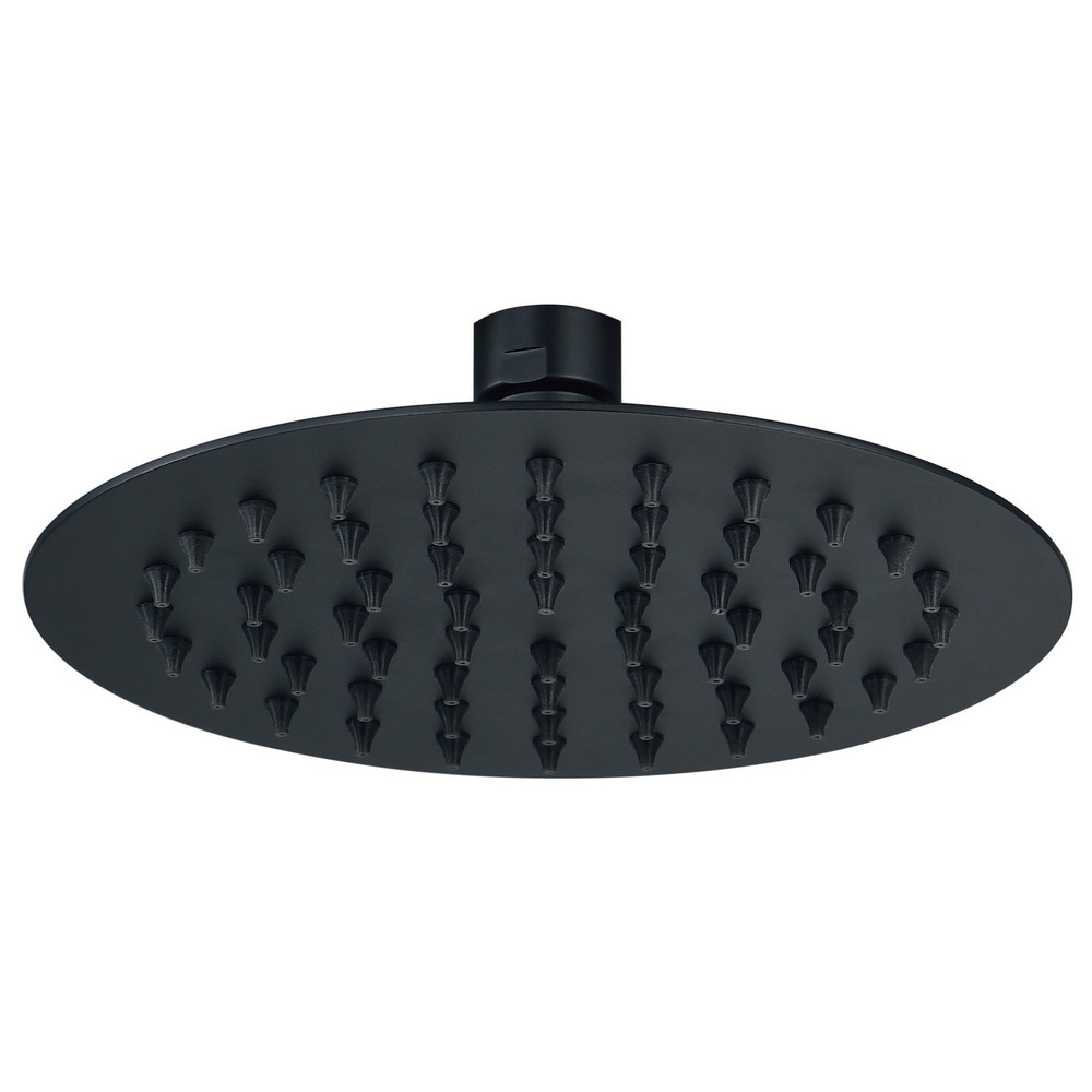 Ajax Round Matt Black 200mm Stainless Steel Showerhead