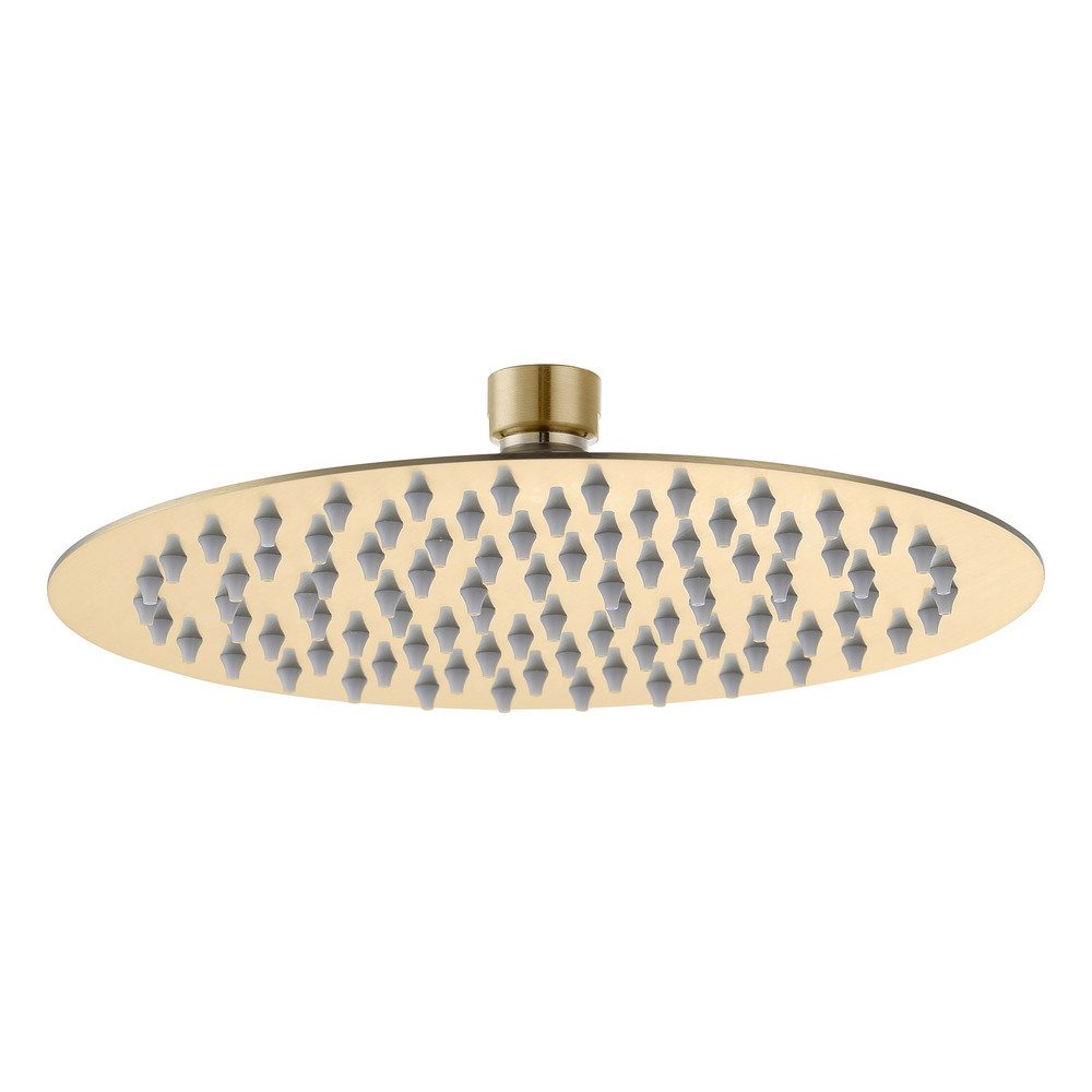 Ajax Rounded Brushed Brass 250mm Fixed Showerhead (1)